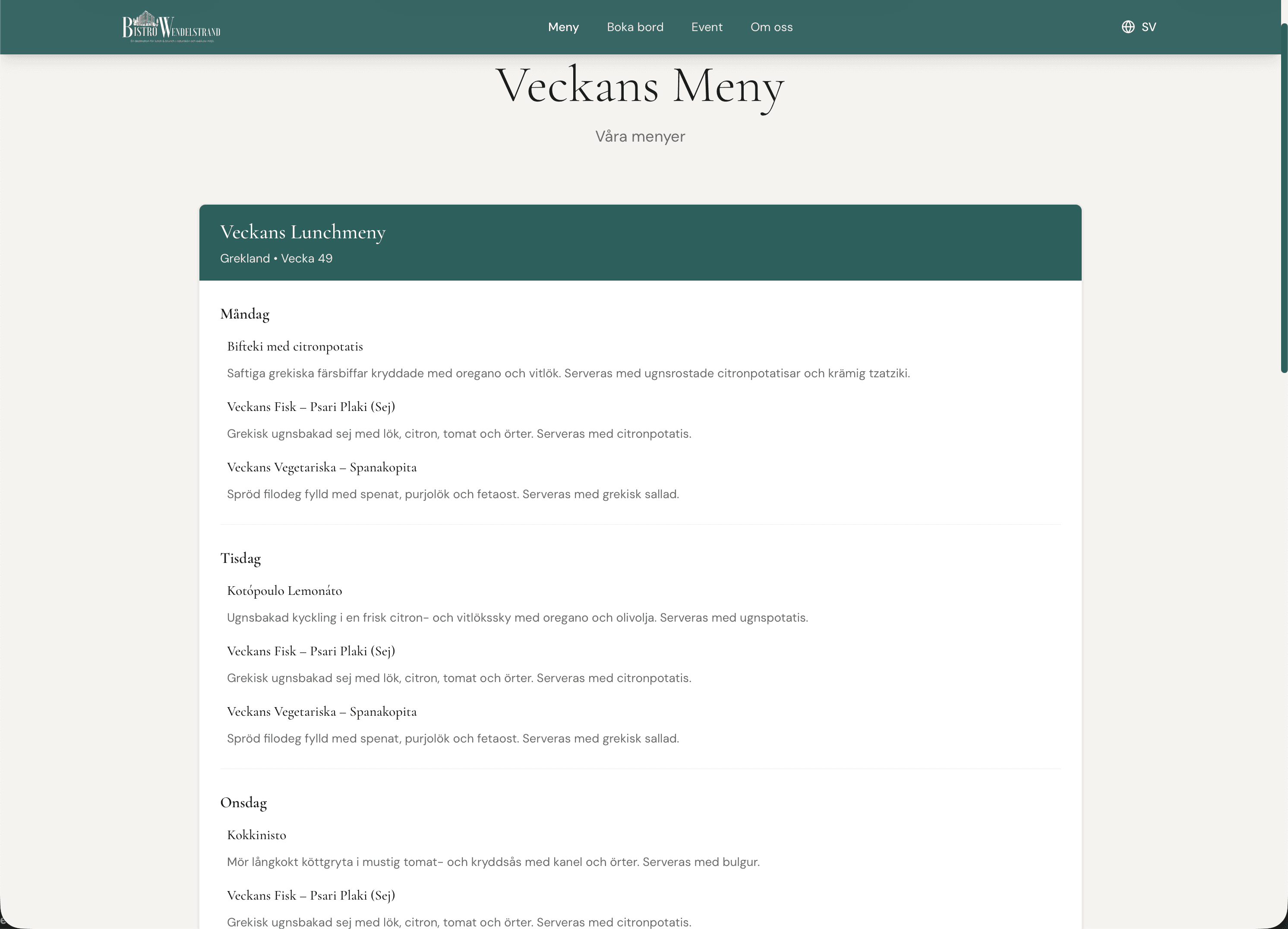 Kundexempel 2 – restauranghemsida