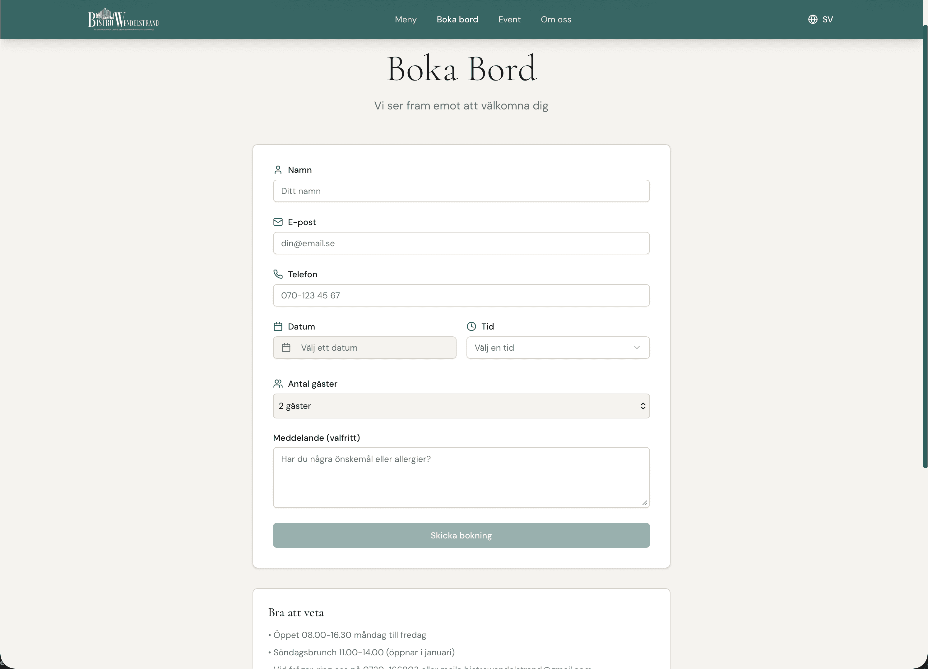 Kundexempel 5 – restauranghemsida