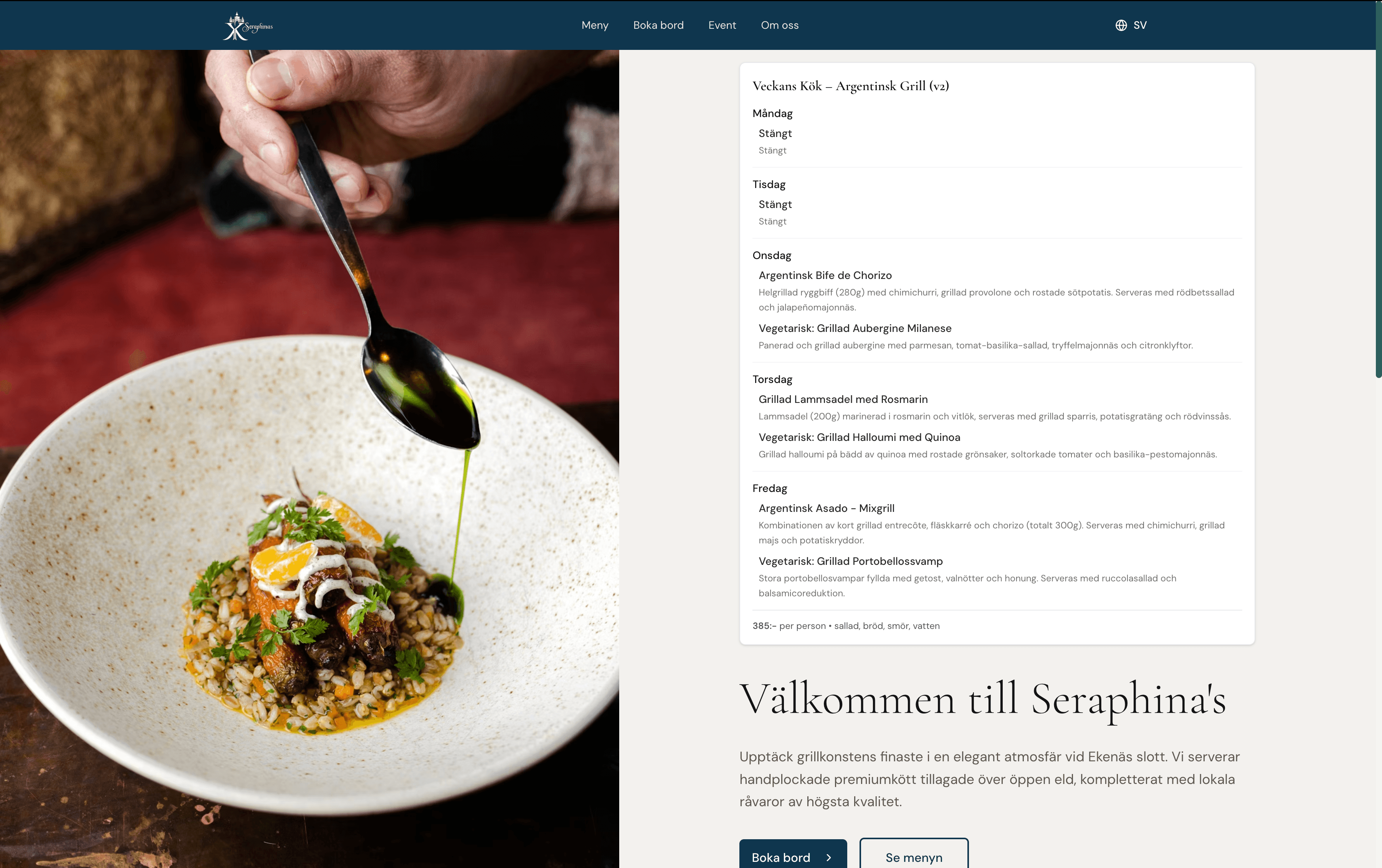 Demohemsida – skärmbild 1