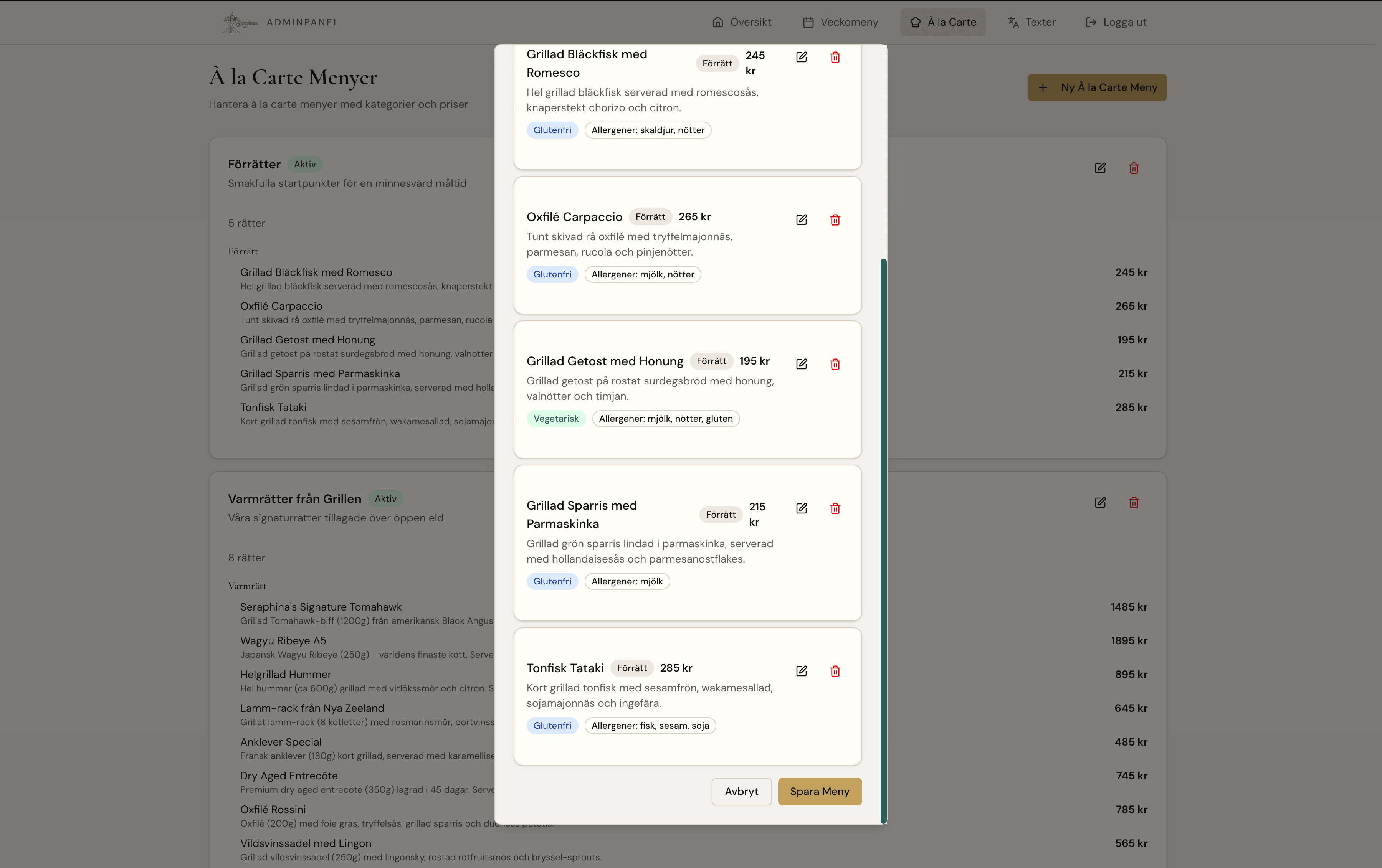 Demohemsida – skärmbild 6